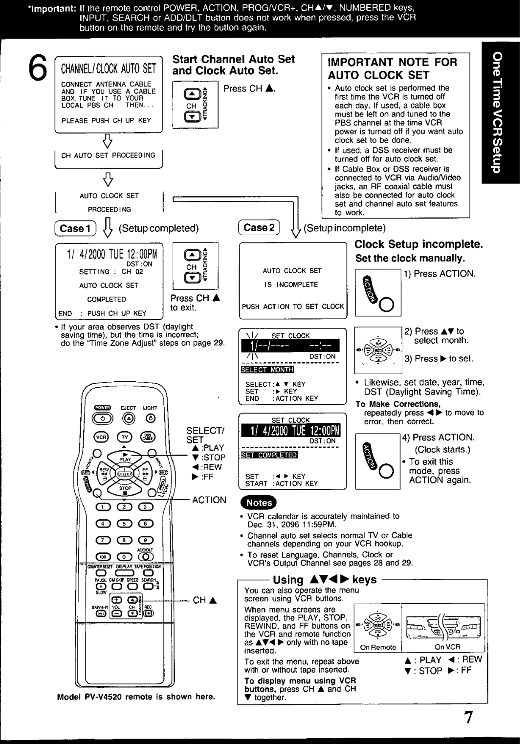 Panasonic PV-V4520 manual 