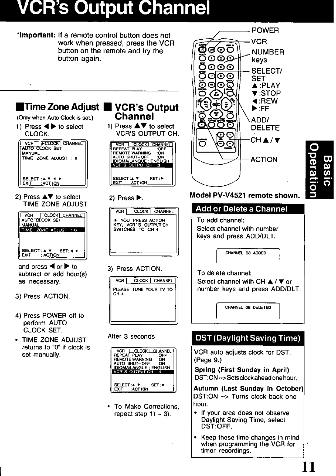 Panasonic PV-V4021, PV-V4521 manual 