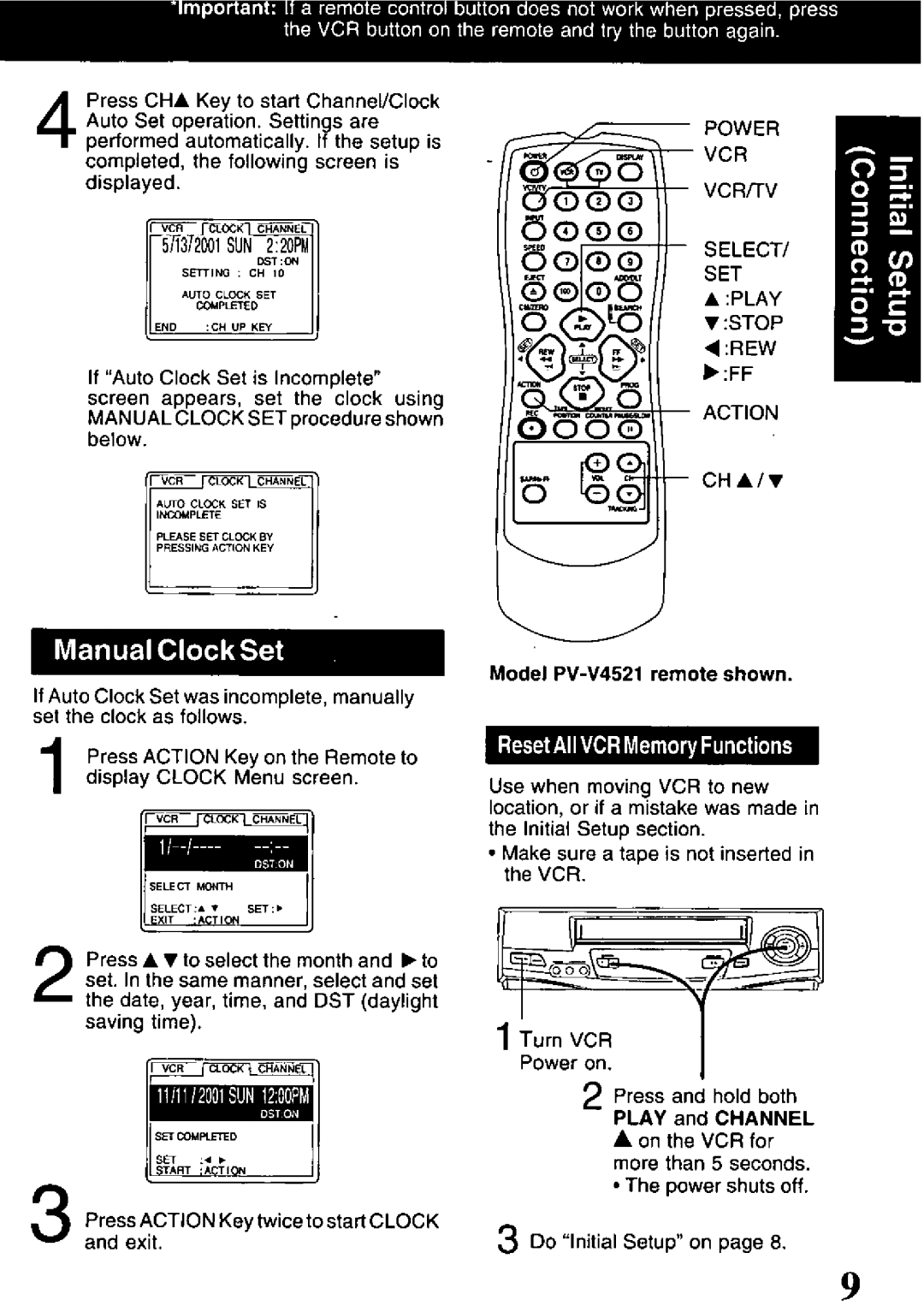 Panasonic PV-V4021, PV-V4521 manual 