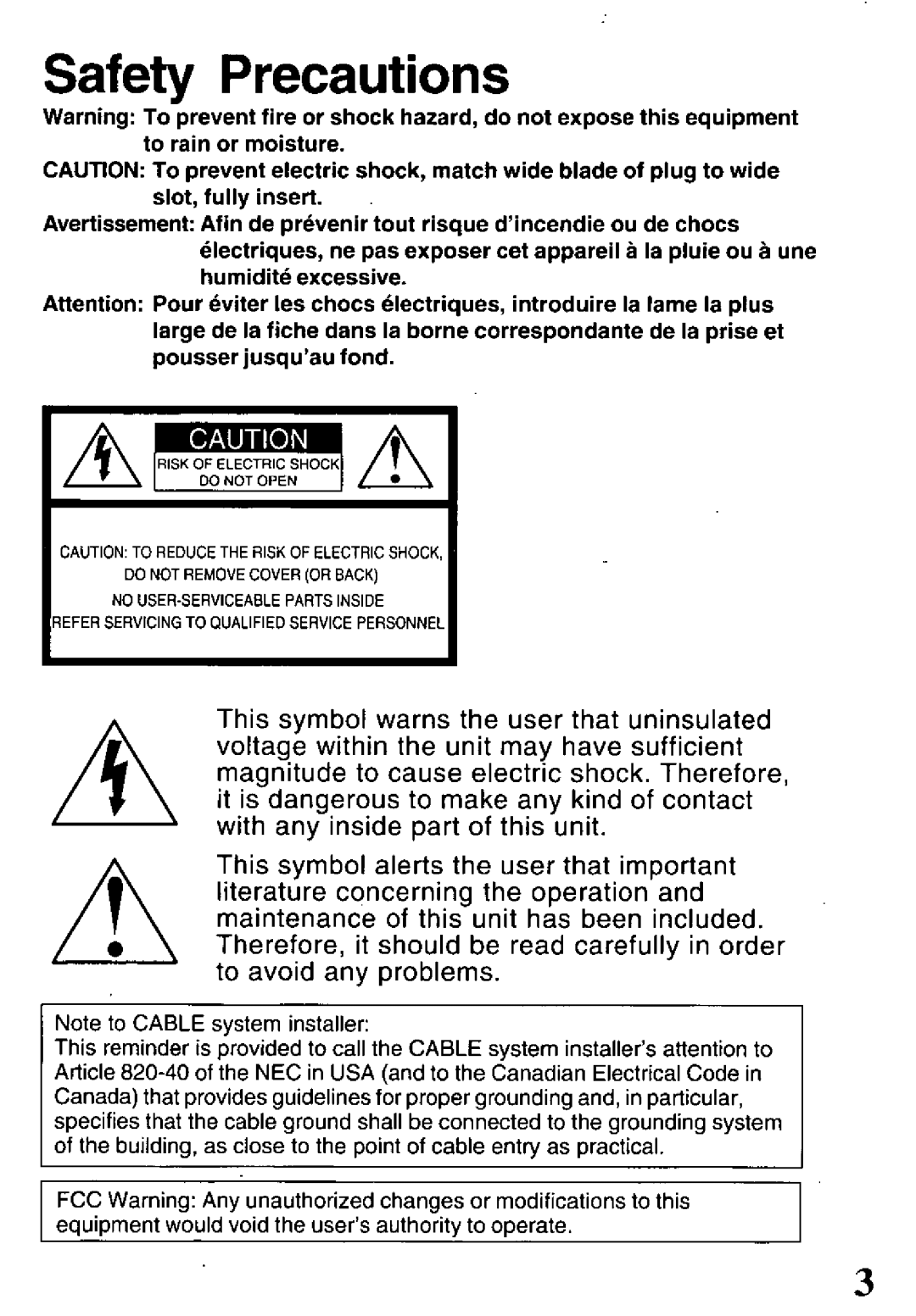 Panasonic PV-V4611 manual 