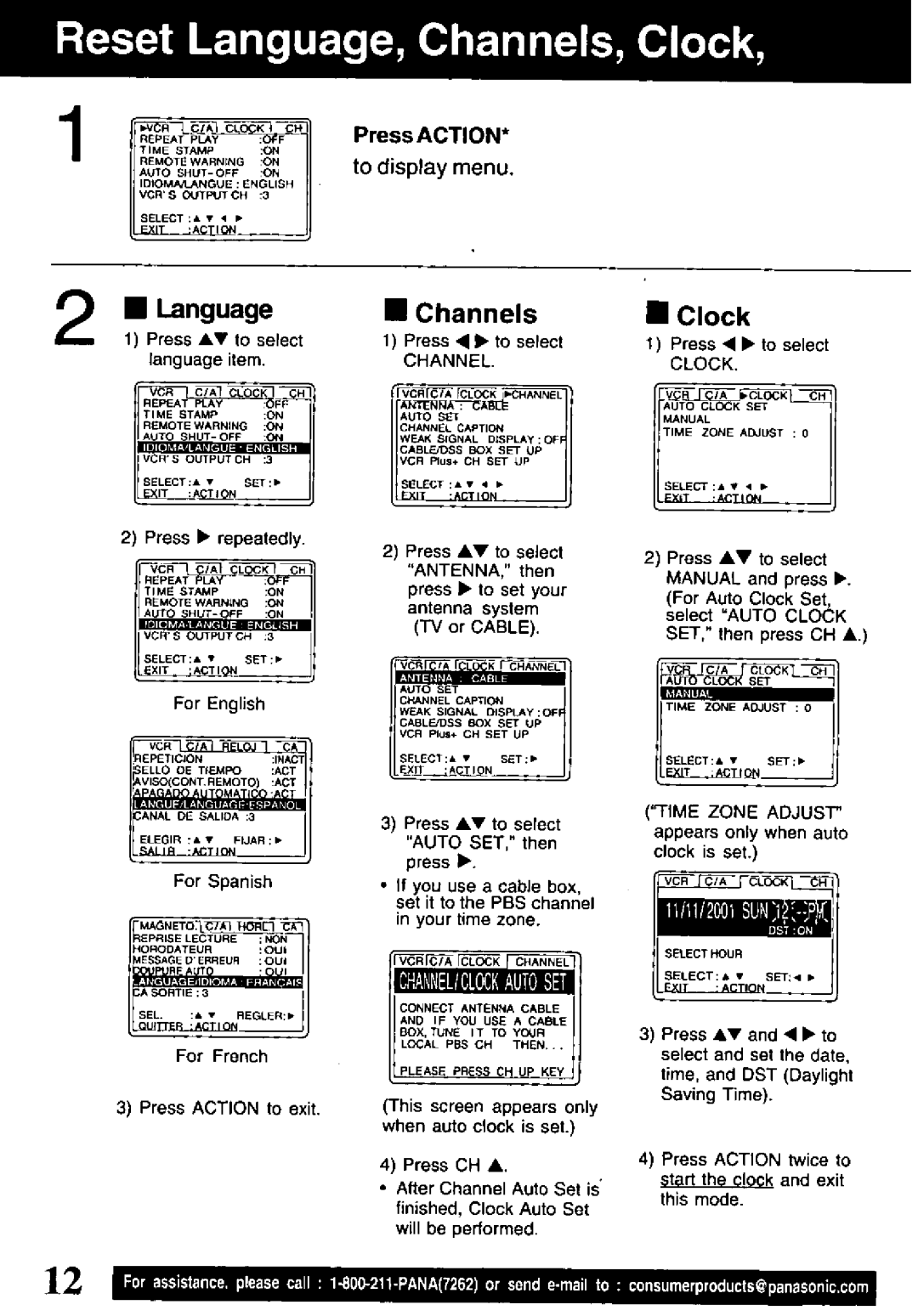 Panasonic PV-V4621 manual 