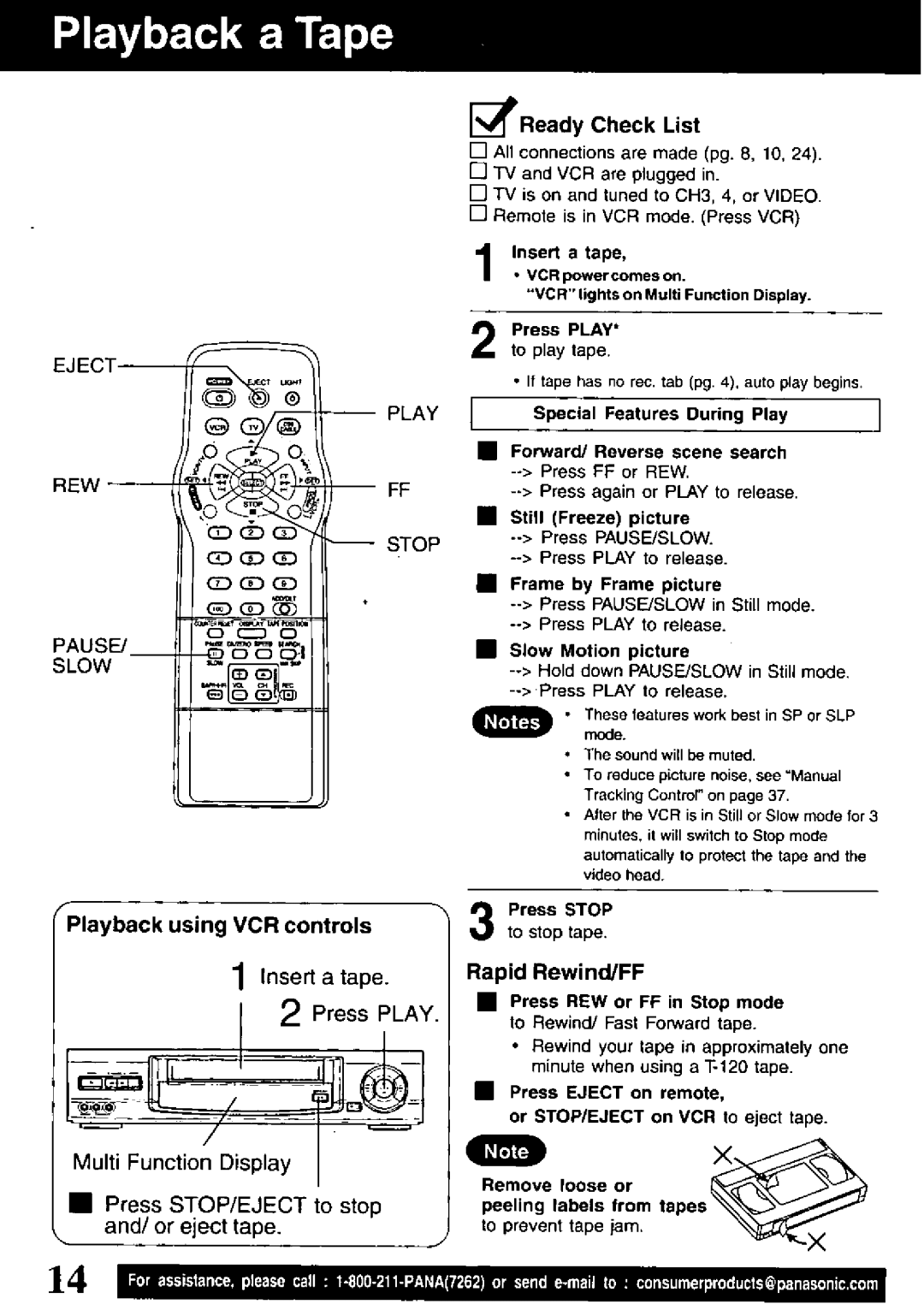 Panasonic PV-V4621 manual 