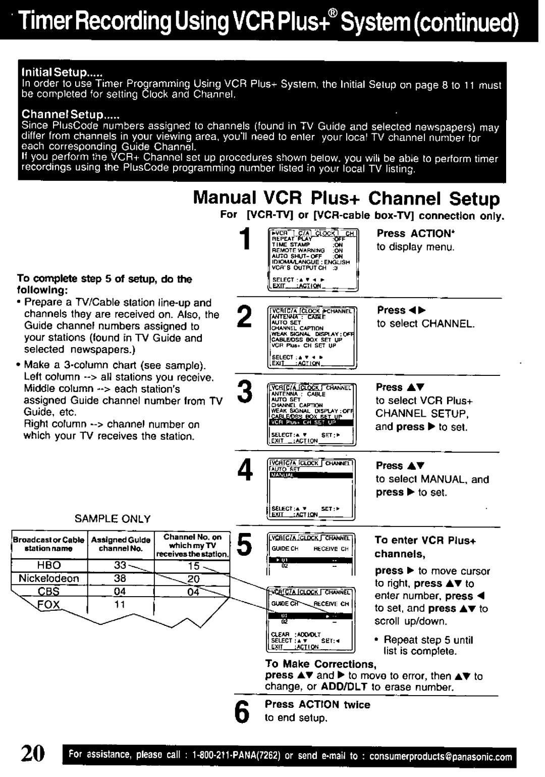 Panasonic PV-V4621 manual 