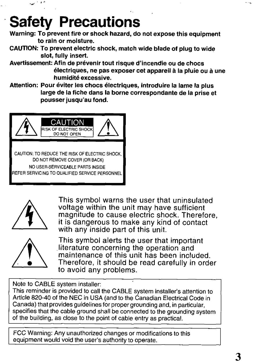 Panasonic PV-V4621 manual 