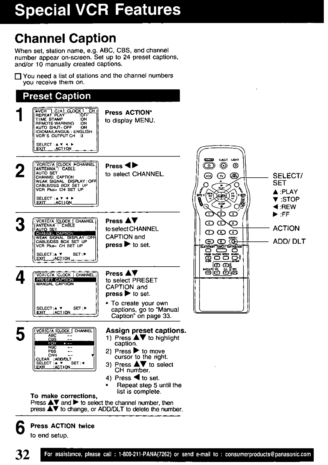 Panasonic PV-V4621 manual 