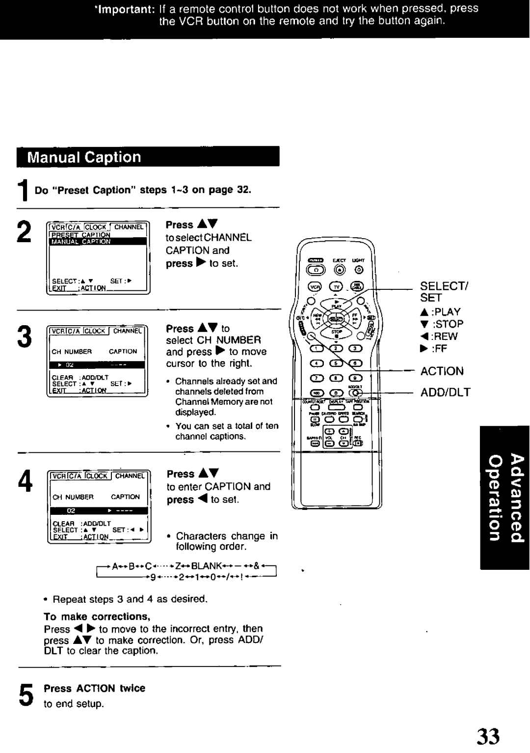 Panasonic PV-V4621 manual 