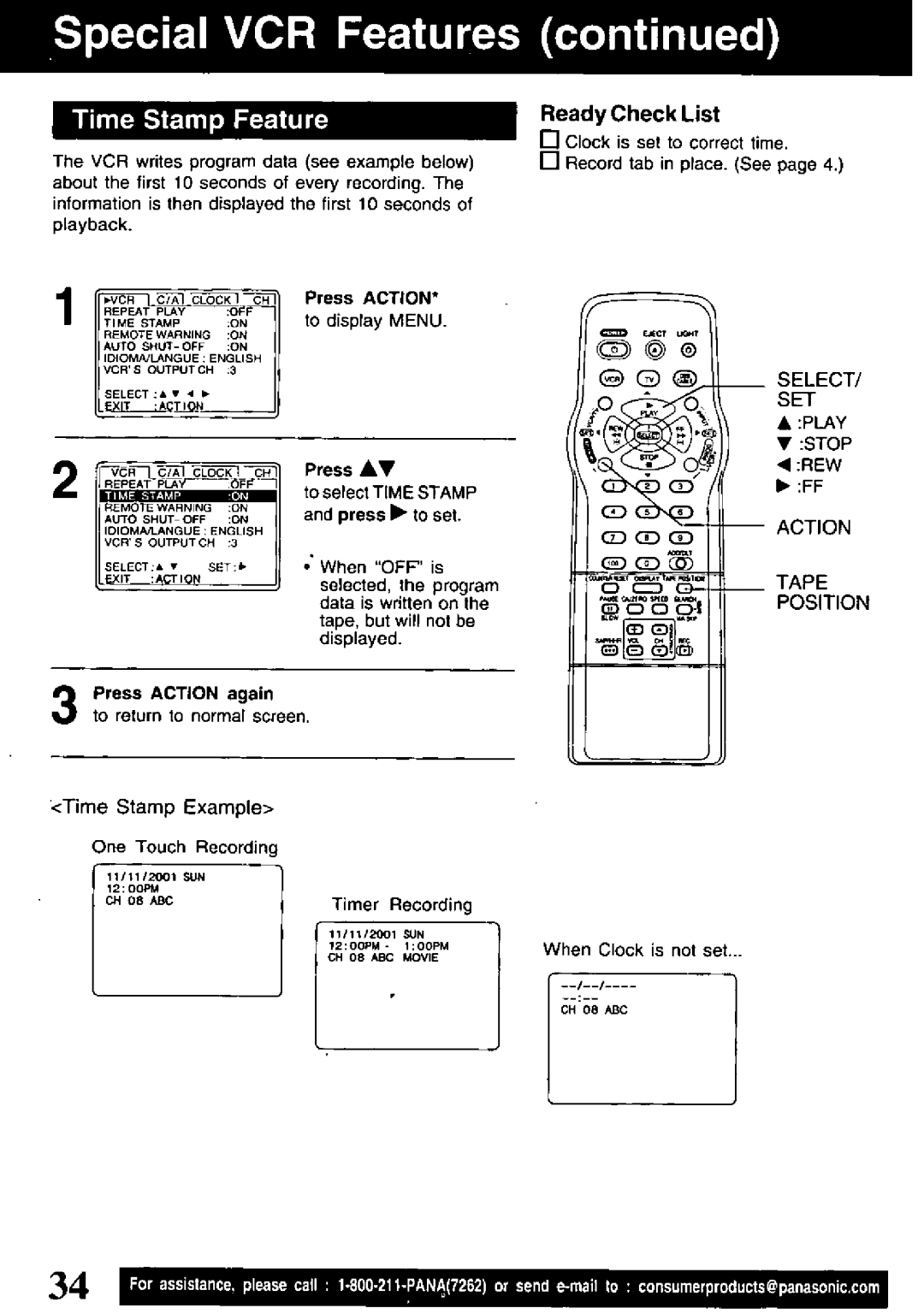 Panasonic PV-V4621 manual 