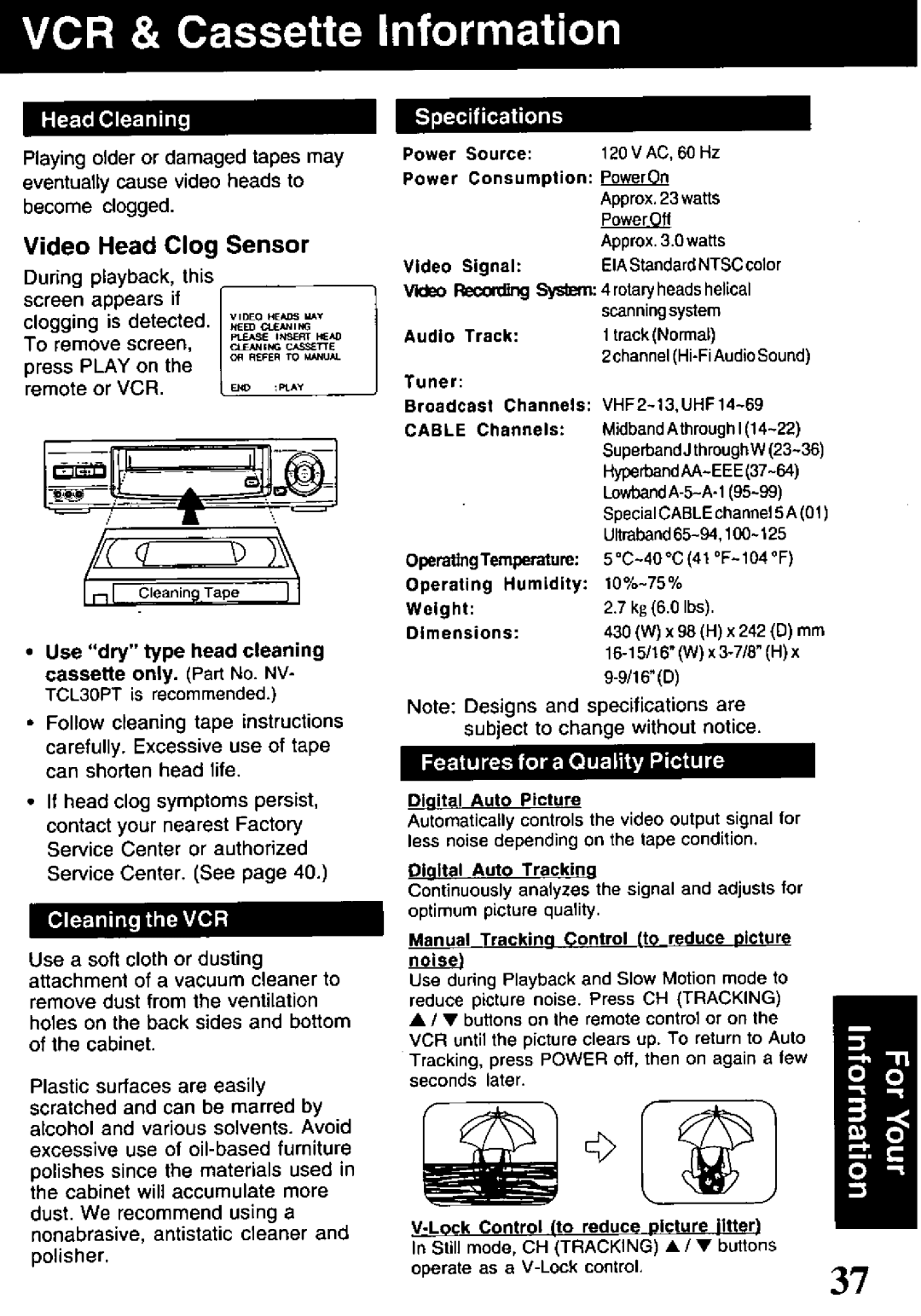 Panasonic PV-V4621 manual 