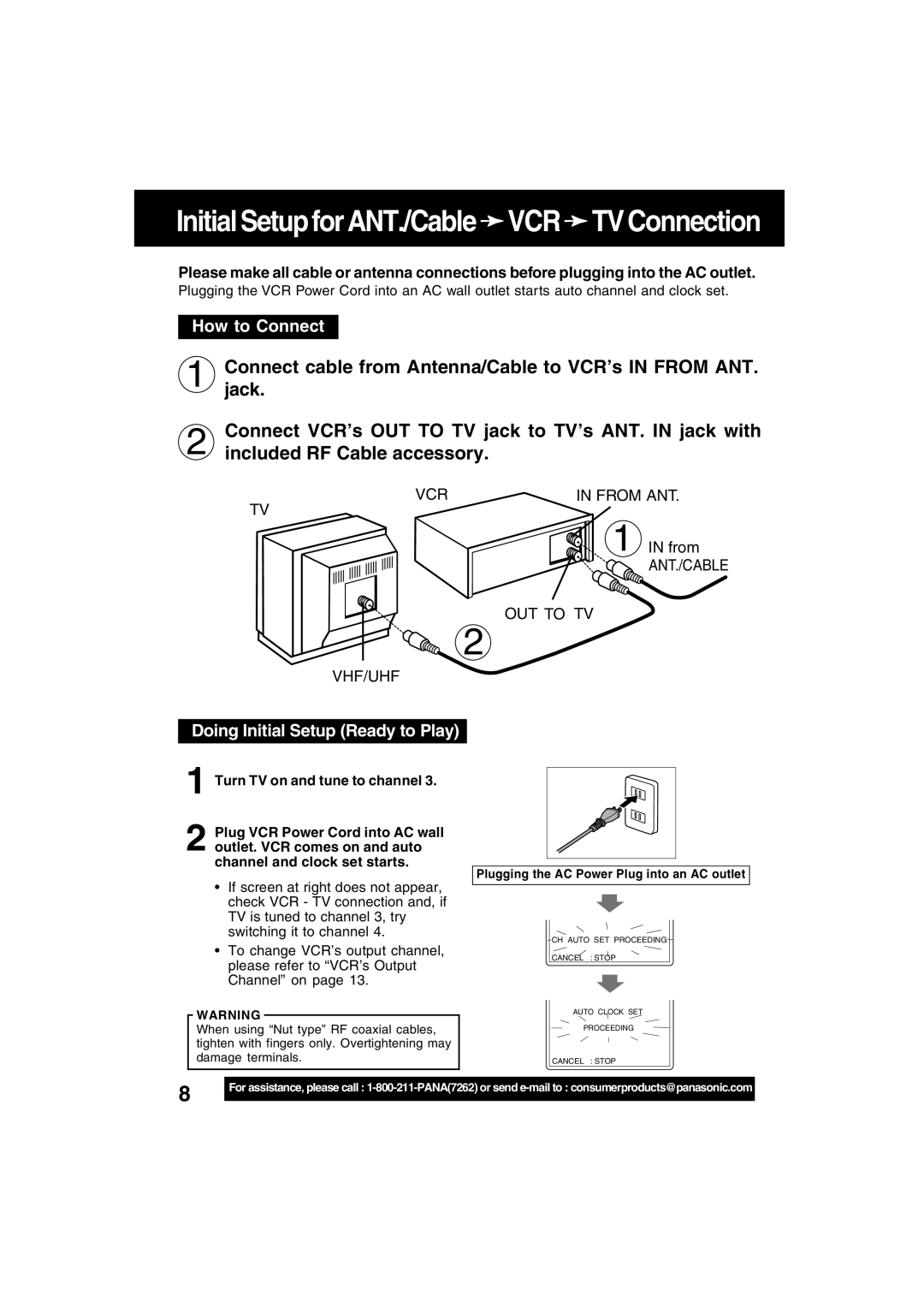 Panasonic PV-V4622 operating instructions How to Connect, Doing Initial Setup Ready to Play, From ANT./CABLE 