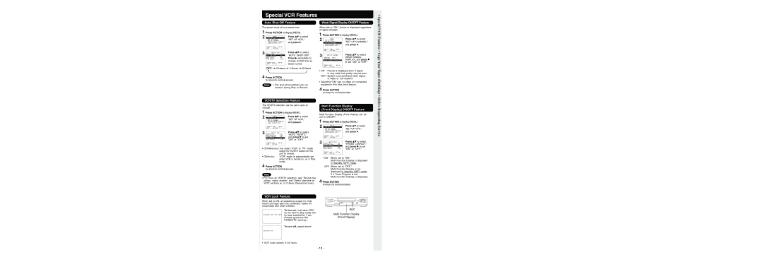 Panasonic PV-V464S operating instructions Special VCR Features 