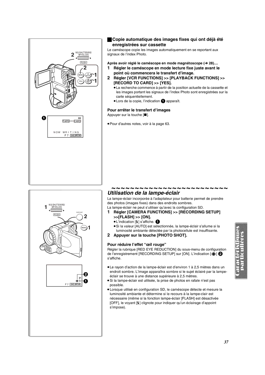 Panasonic PV-VM202 operating instructions Utilisation de la lampe-éclair, Pour arrêter le transfert d’images 