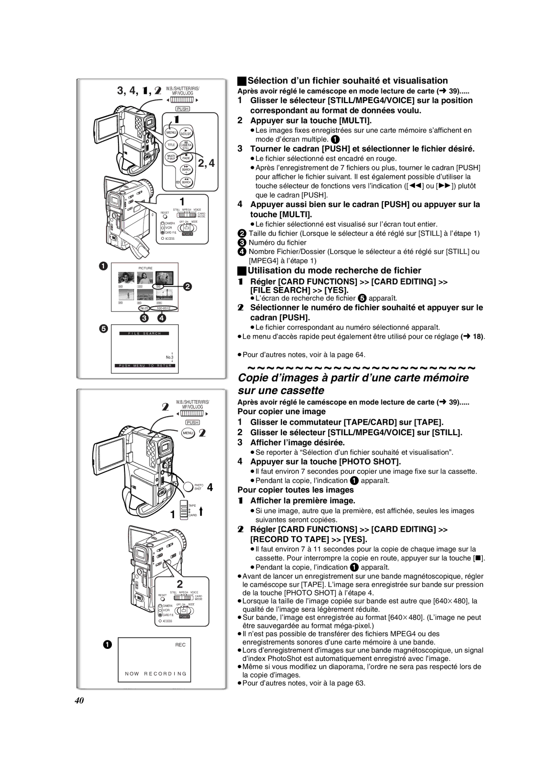 Panasonic PV-VM202 Sélection d’un fichier souhaité et visualisation, Utilisation du mode recherche de fichier 