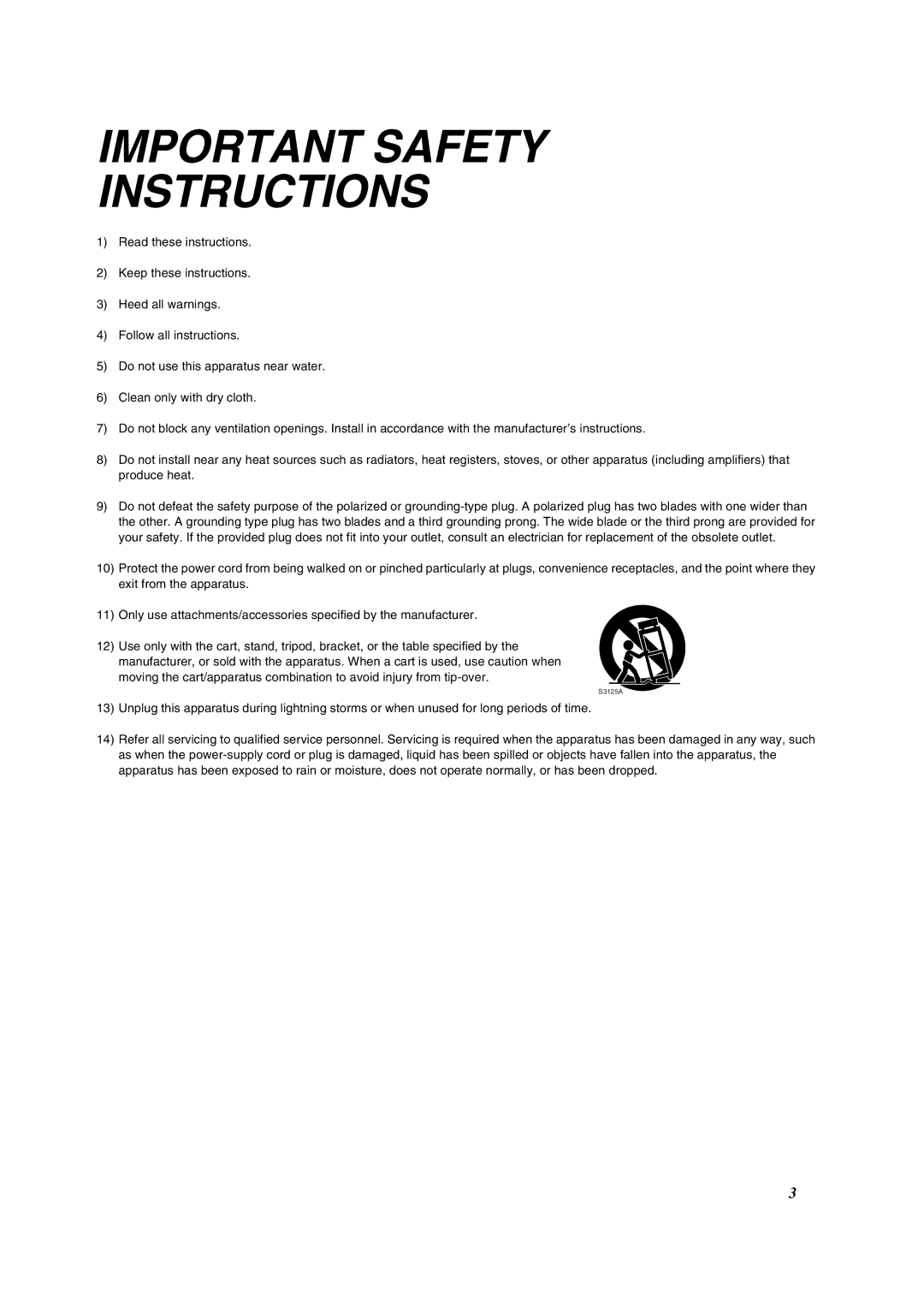 Panasonic PV-VM202 operating instructions Important Safety Instructions 