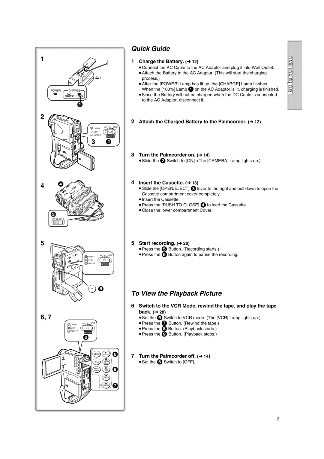 Panasonic PV-VM202 operating instructions Quick Guide, To View the Playback Picture 