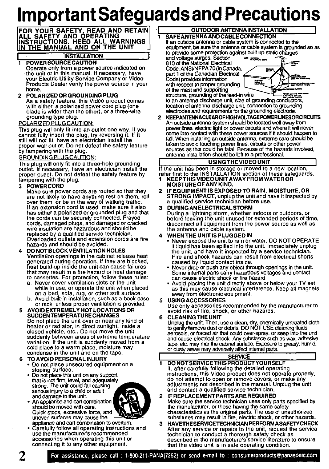 Panasonic PV-VS4821 manual 