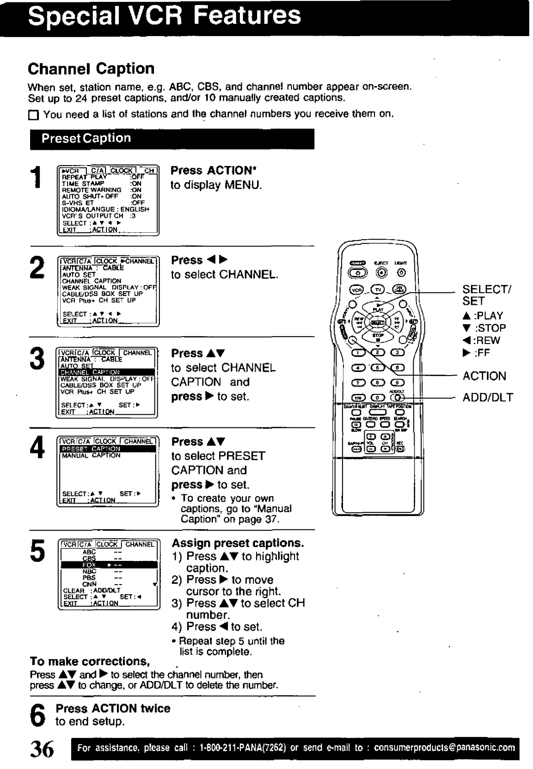 Panasonic PV-VS4821 manual 