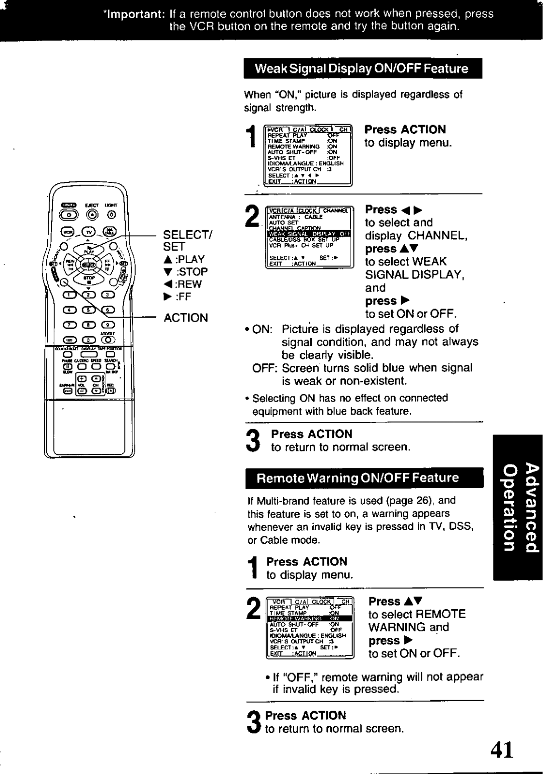 Panasonic PV-VS4821 manual 