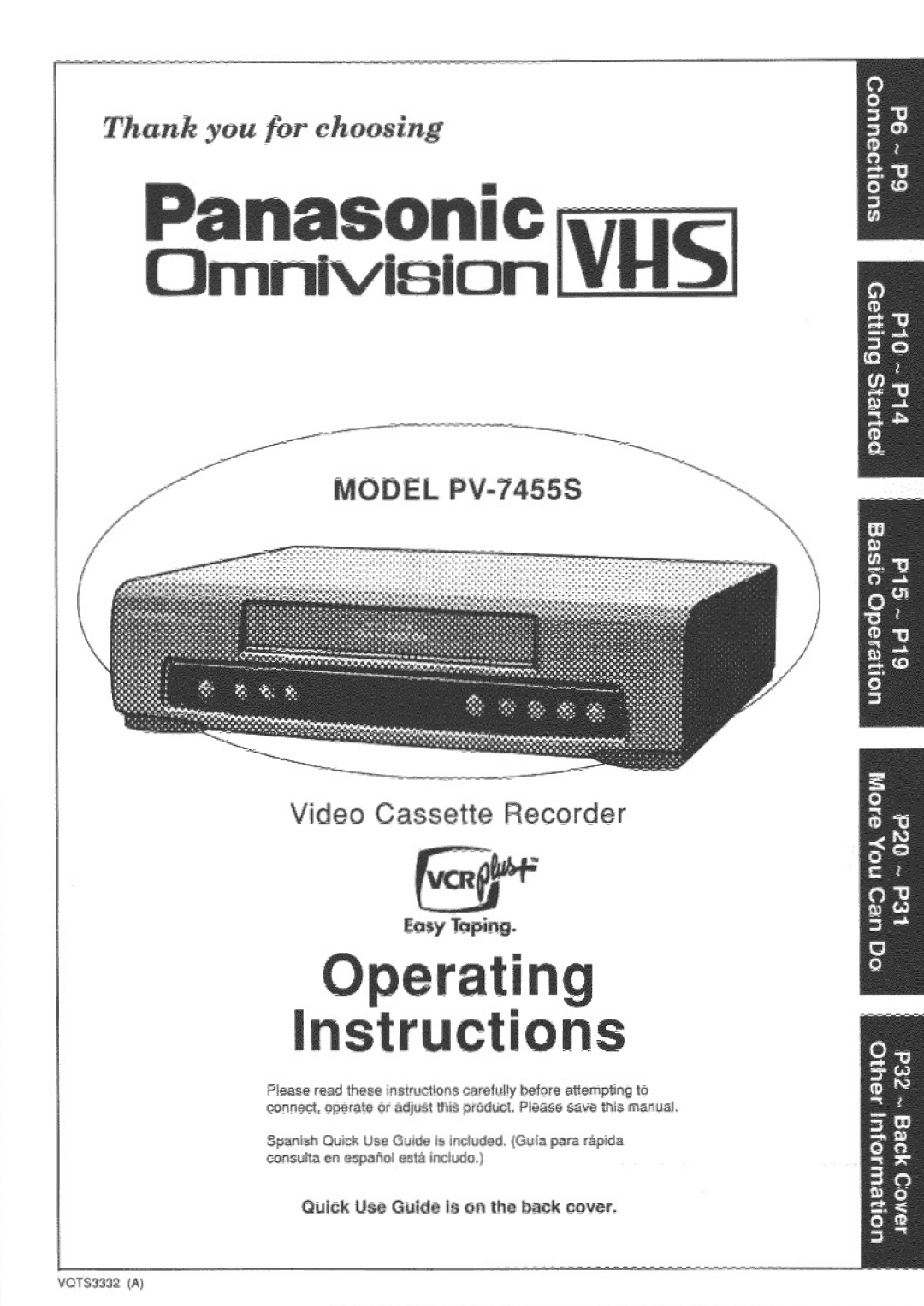 Panasonic PV7455S manual 