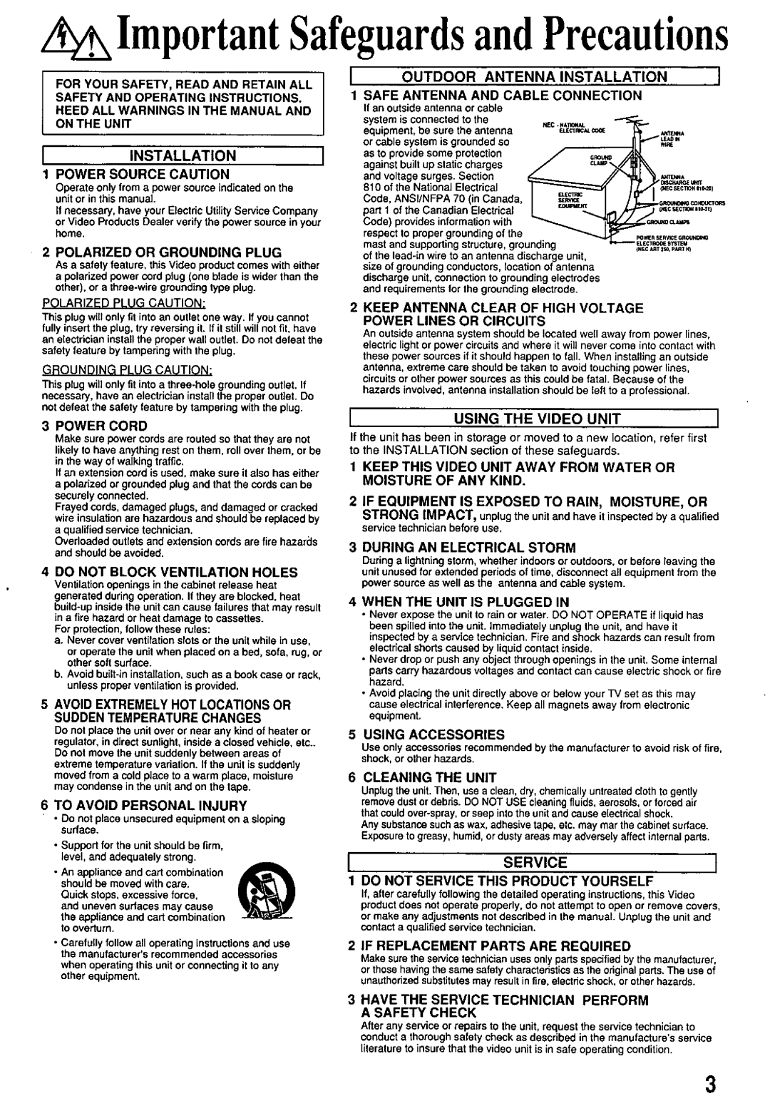 Panasonic PV7455S manual 