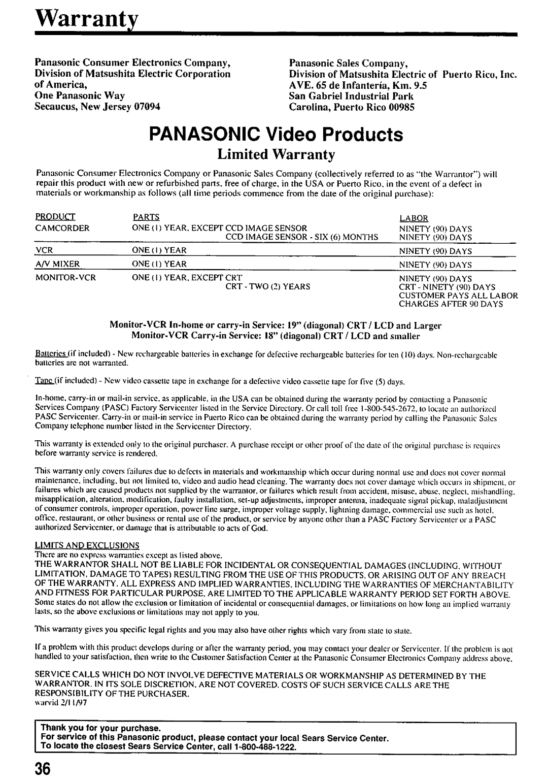 Panasonic PV7665S manual 