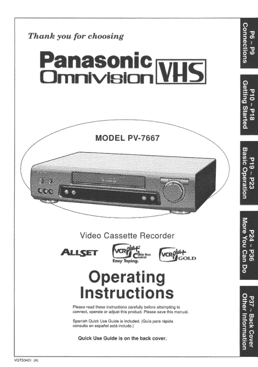 Panasonic PV7667 manual 