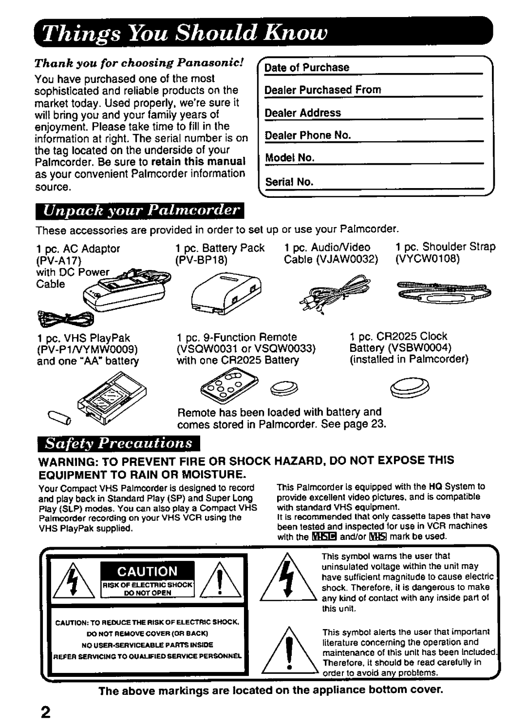 Panasonic PVD526 manual 