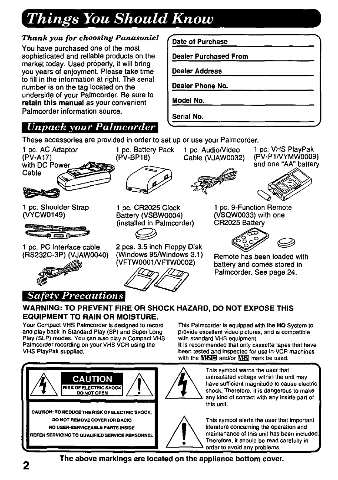 Panasonic PVD607 manual 