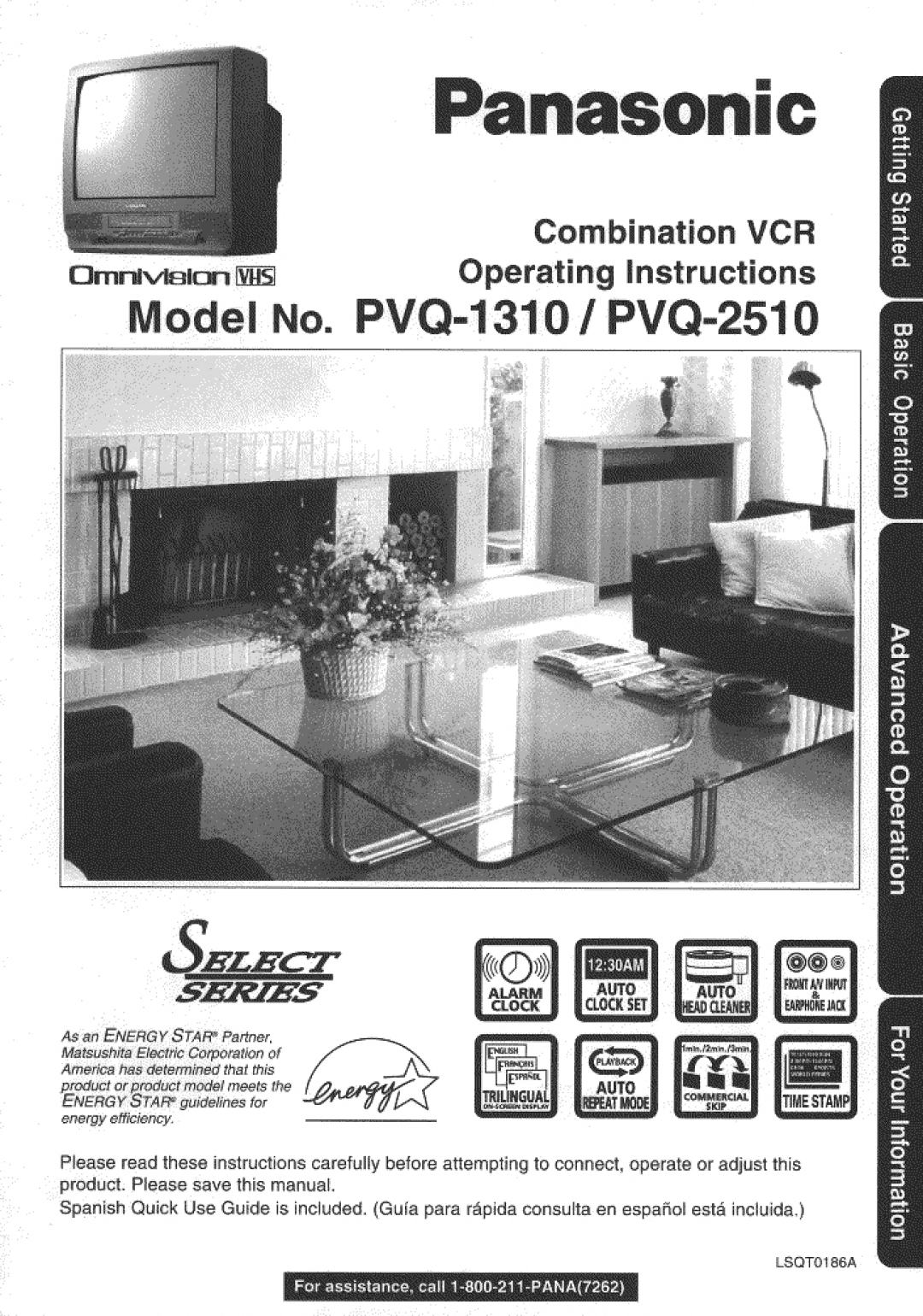 Panasonic PVQ-1310, PVQ-2510 manual 