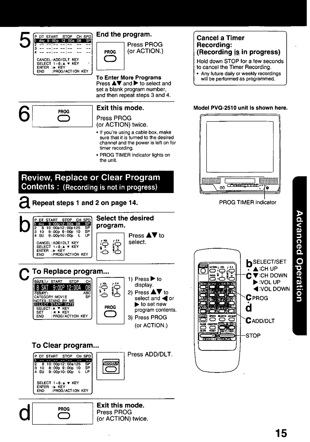 Panasonic PVQ-1310, PVQ-2510 manual 