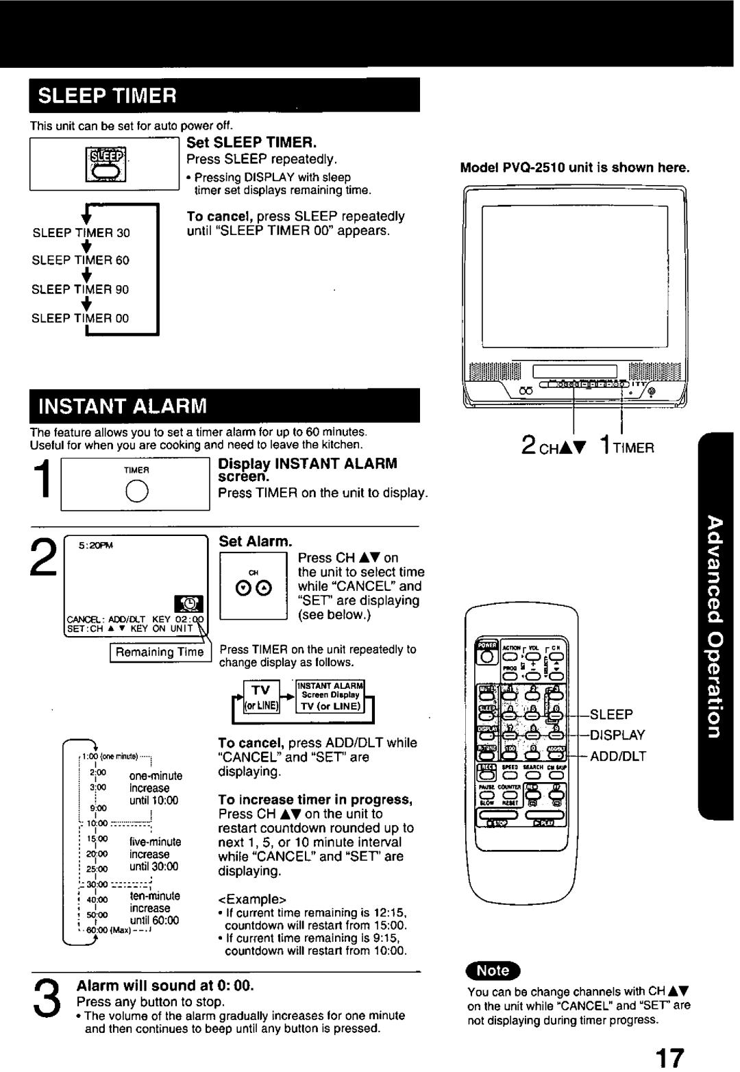 Panasonic PVQ-1310, PVQ-2510 manual 