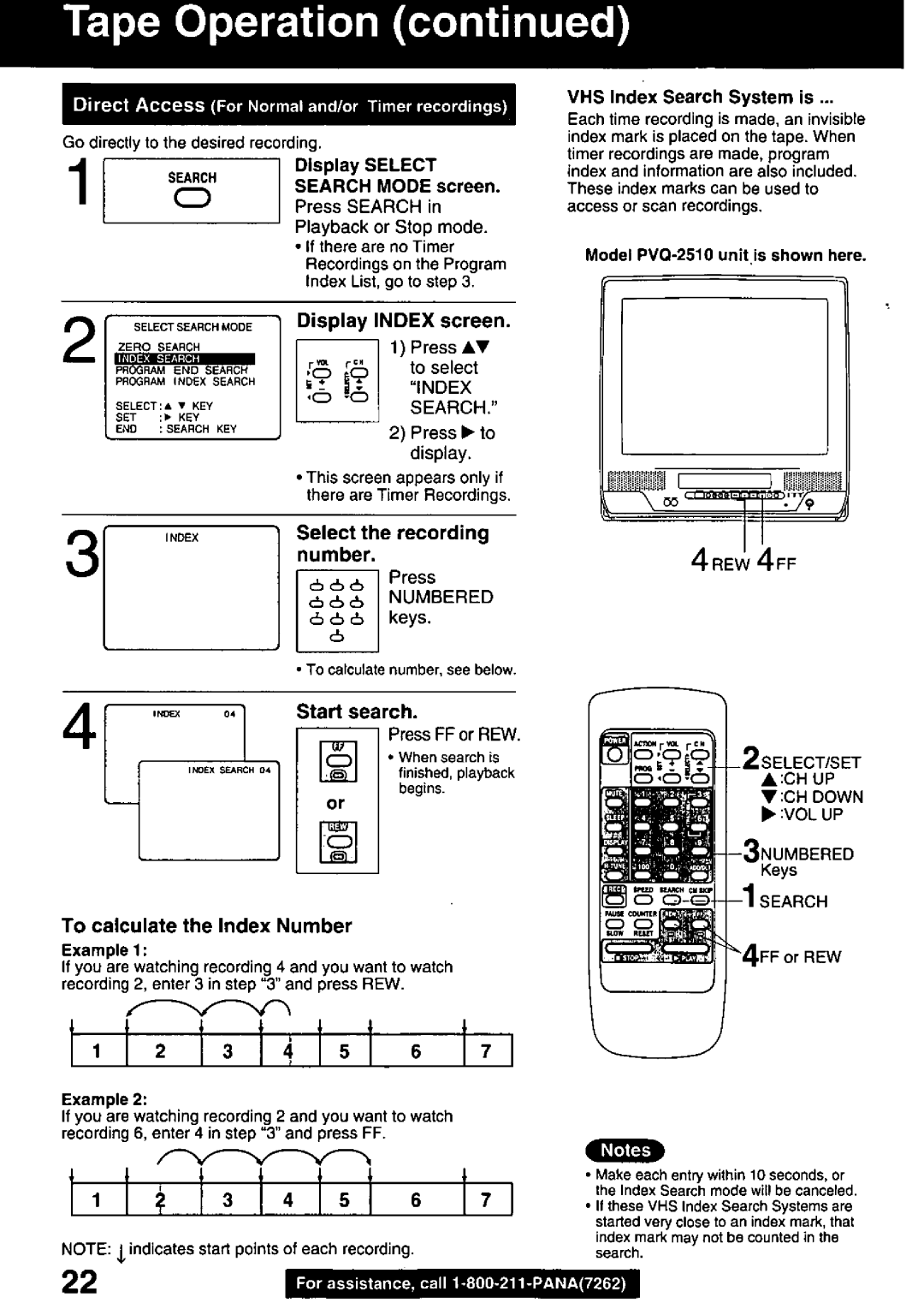 Panasonic PVQ-2510, PVQ-1310 manual 