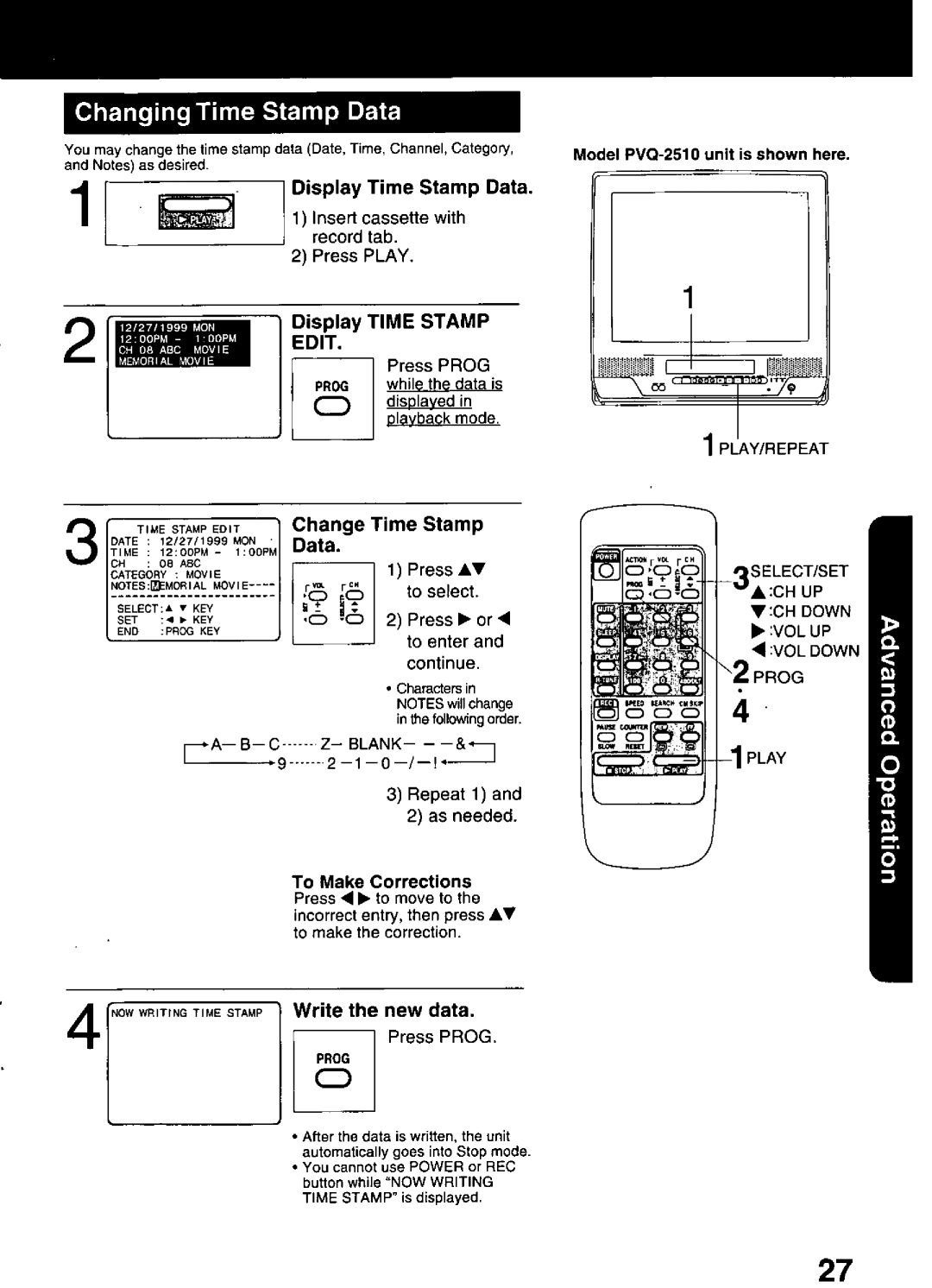 Panasonic PVQ-1310, PVQ-2510 manual 