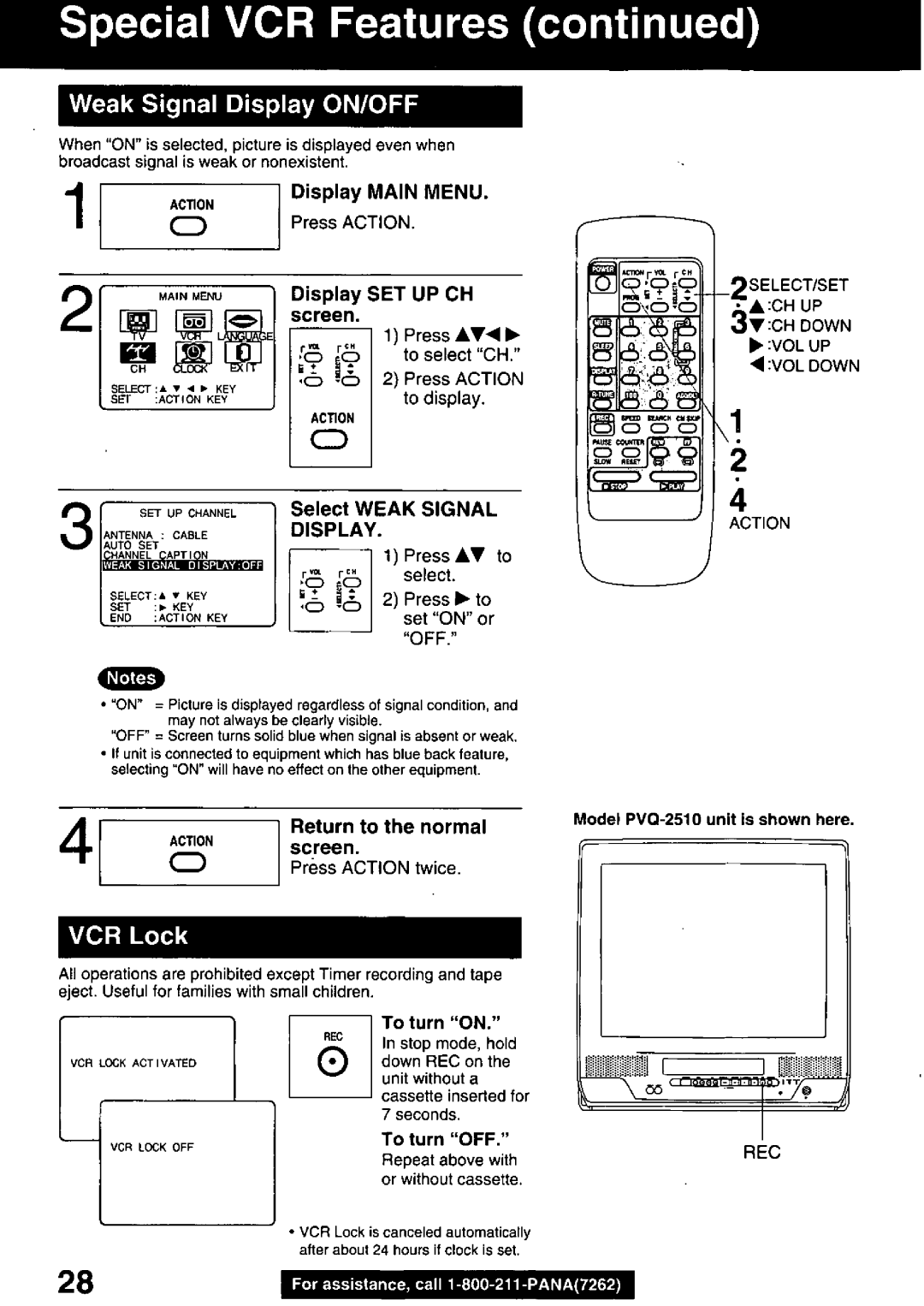 Panasonic PVQ-2510, PVQ-1310 manual 