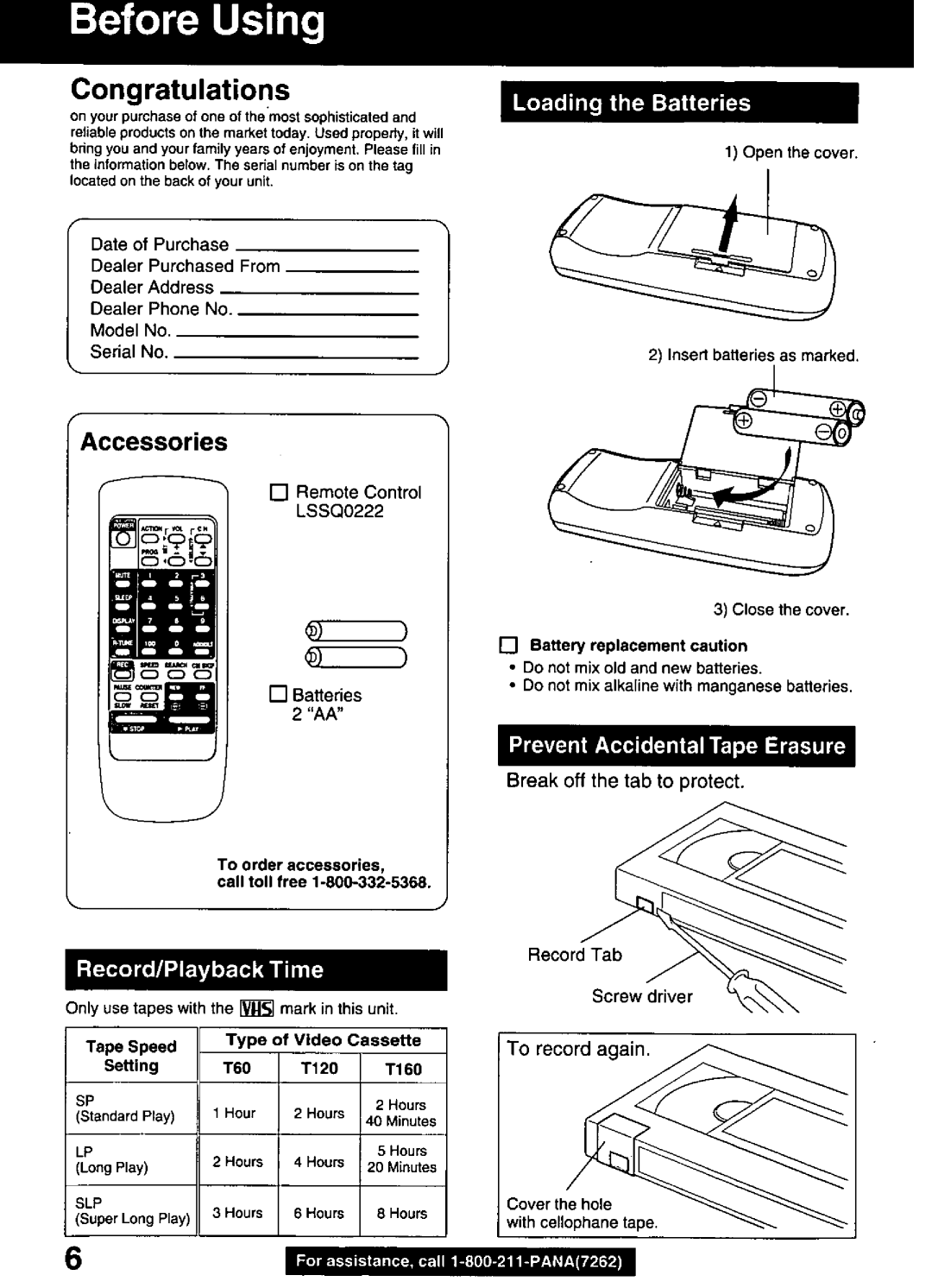 Panasonic PVQ-2510, PVQ-1310 manual 