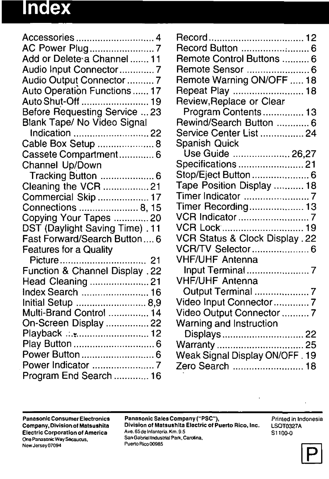 Panasonic PVQ-V201 manual 