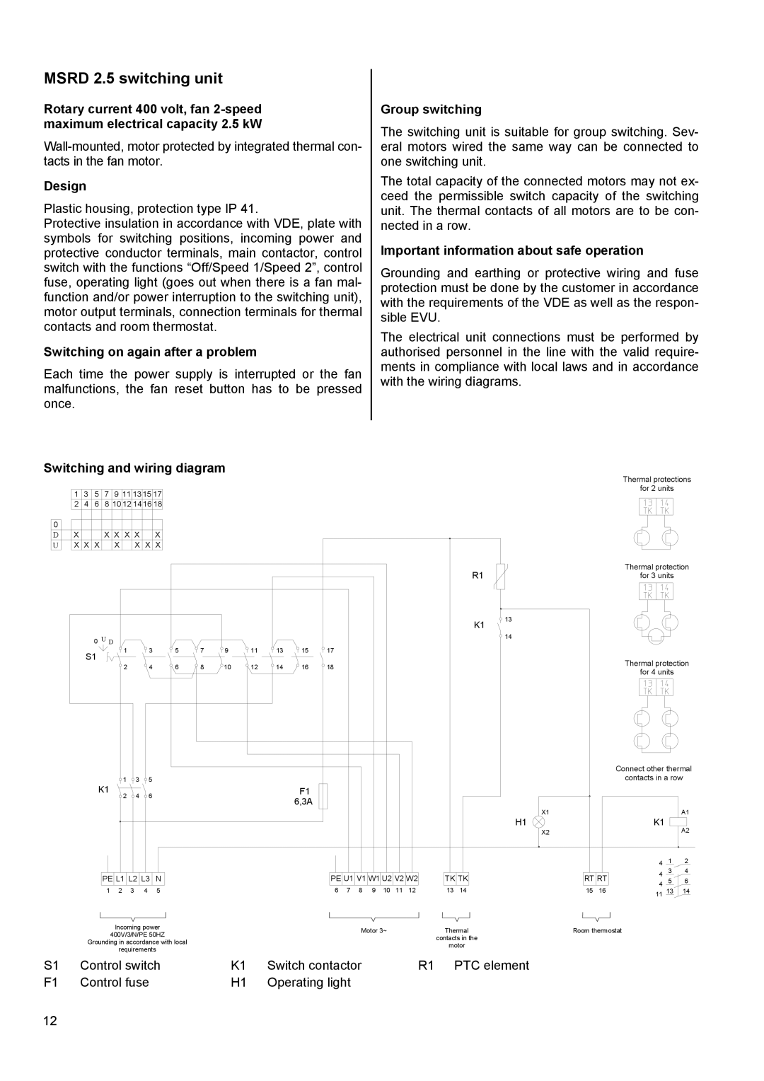 Panasonic PWW 4000 manual Msrd 2.5 switching unit 