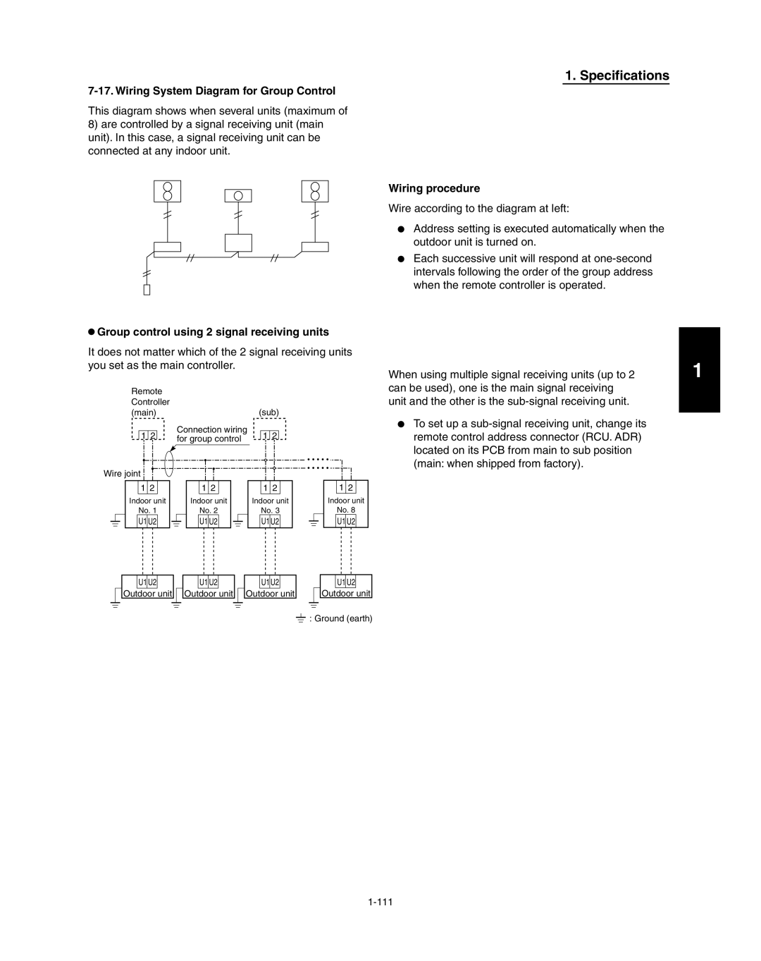 Panasonic R410A service manual Wiring System Diagram for Group Control, Group control using 2 signal receiving units 