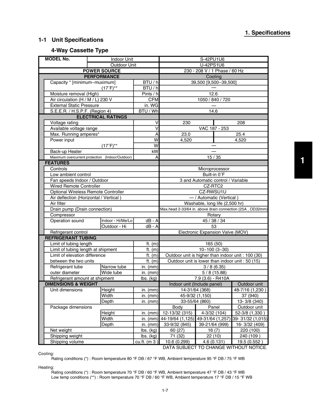 Panasonic R410A service manual Indoor Unit 42PU1U6 Outdoor Unit 42PS1U6 