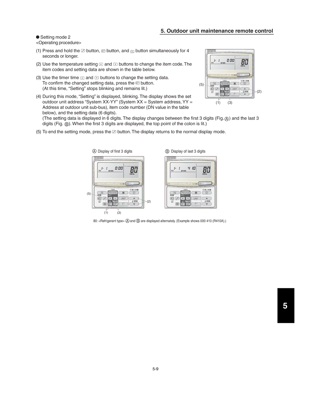 Panasonic R410A service manual Outdoor unit maintenance remote control 