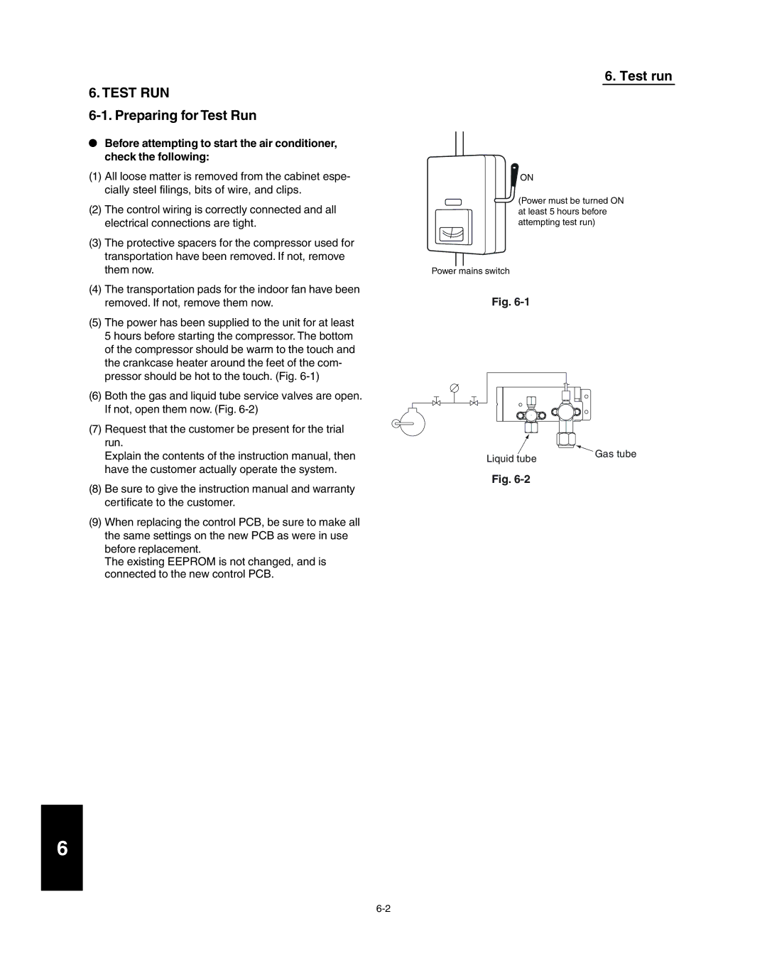 Panasonic R410A service manual Preparing for Test Run, Test run 