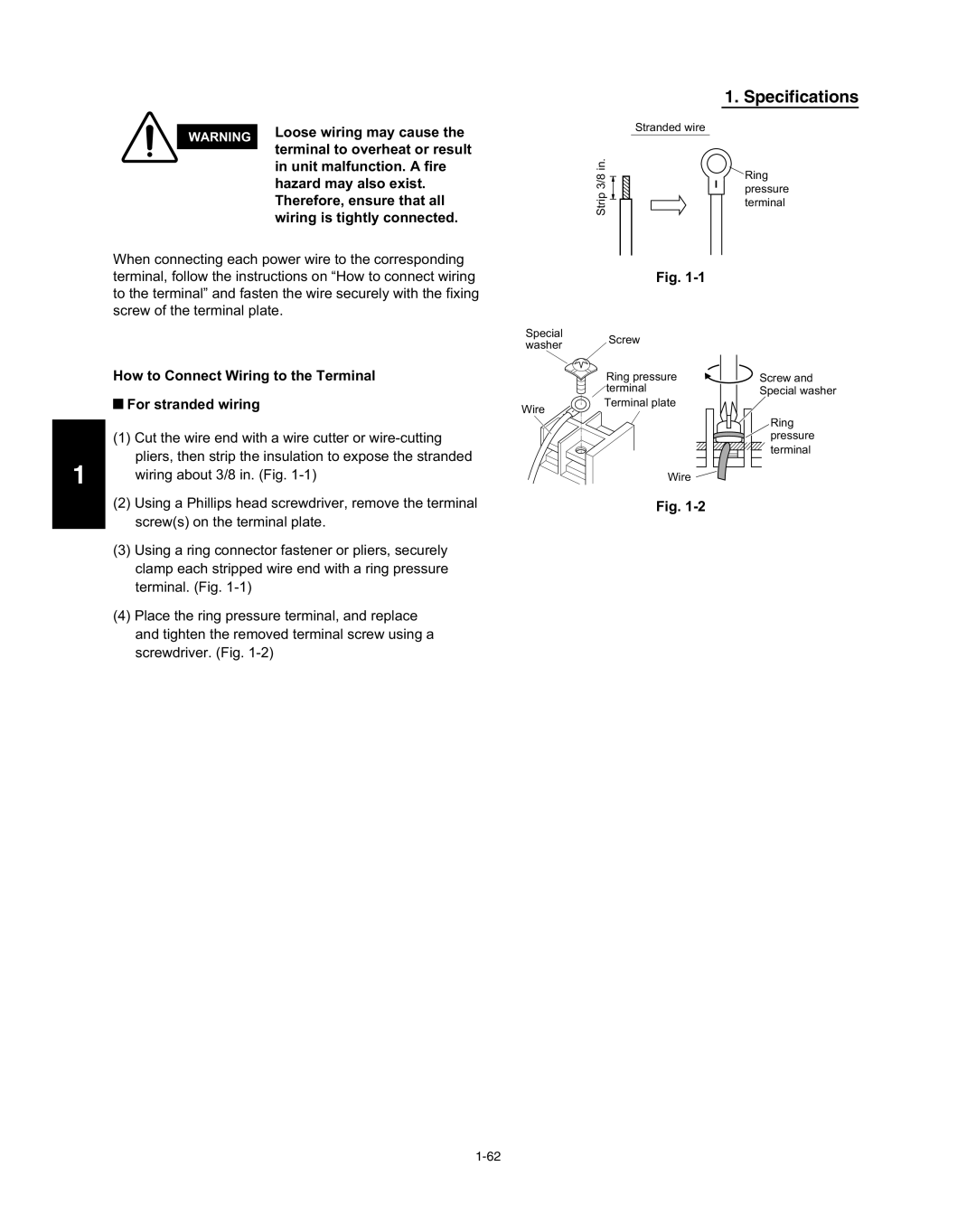 Panasonic R410A service manual How to Connect Wiring to the Terminal For stranded wiring 