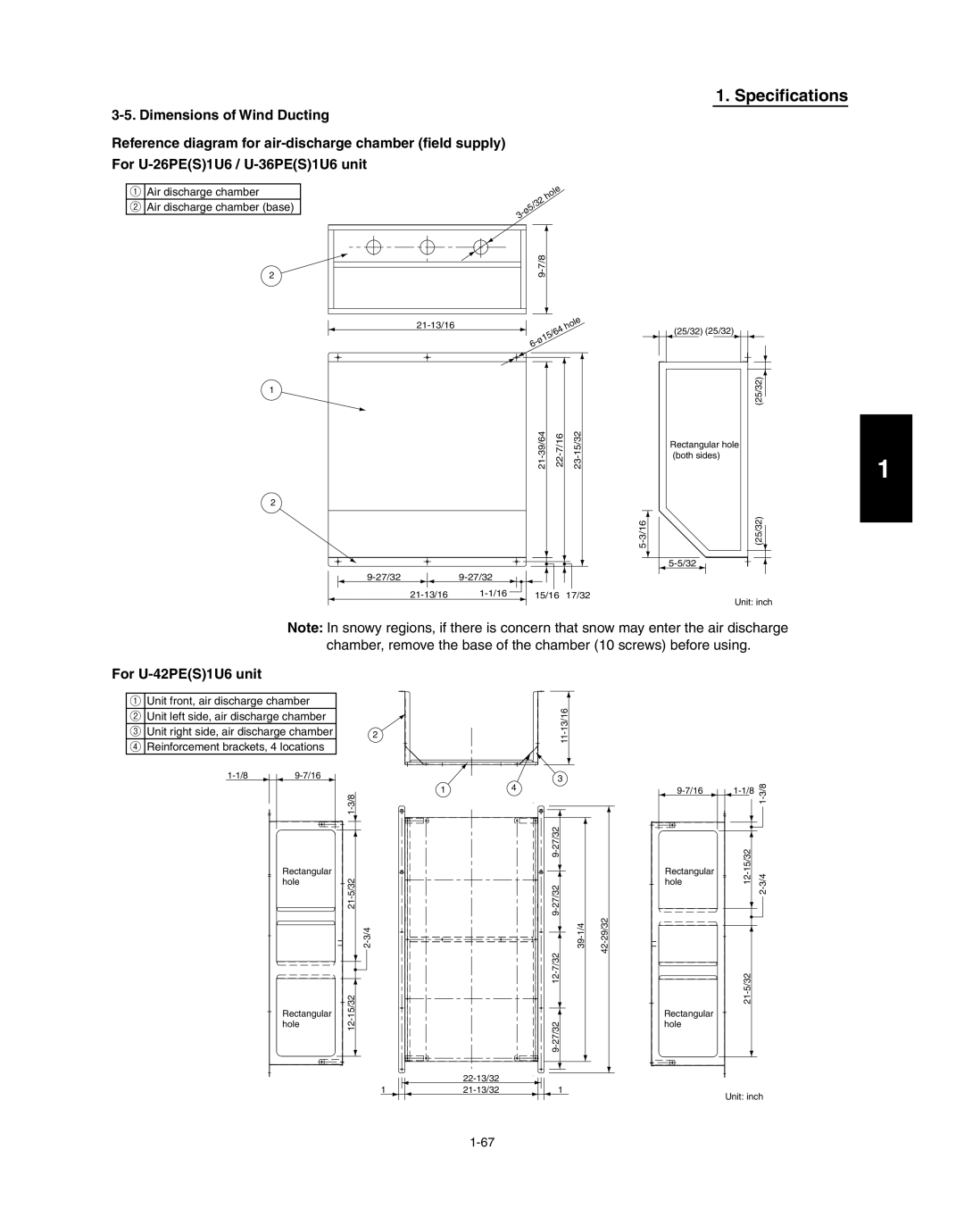 Panasonic R410A service manual For U-42PES1U6 unit, ① Air discharge chamber ② Air discharge chamber base 