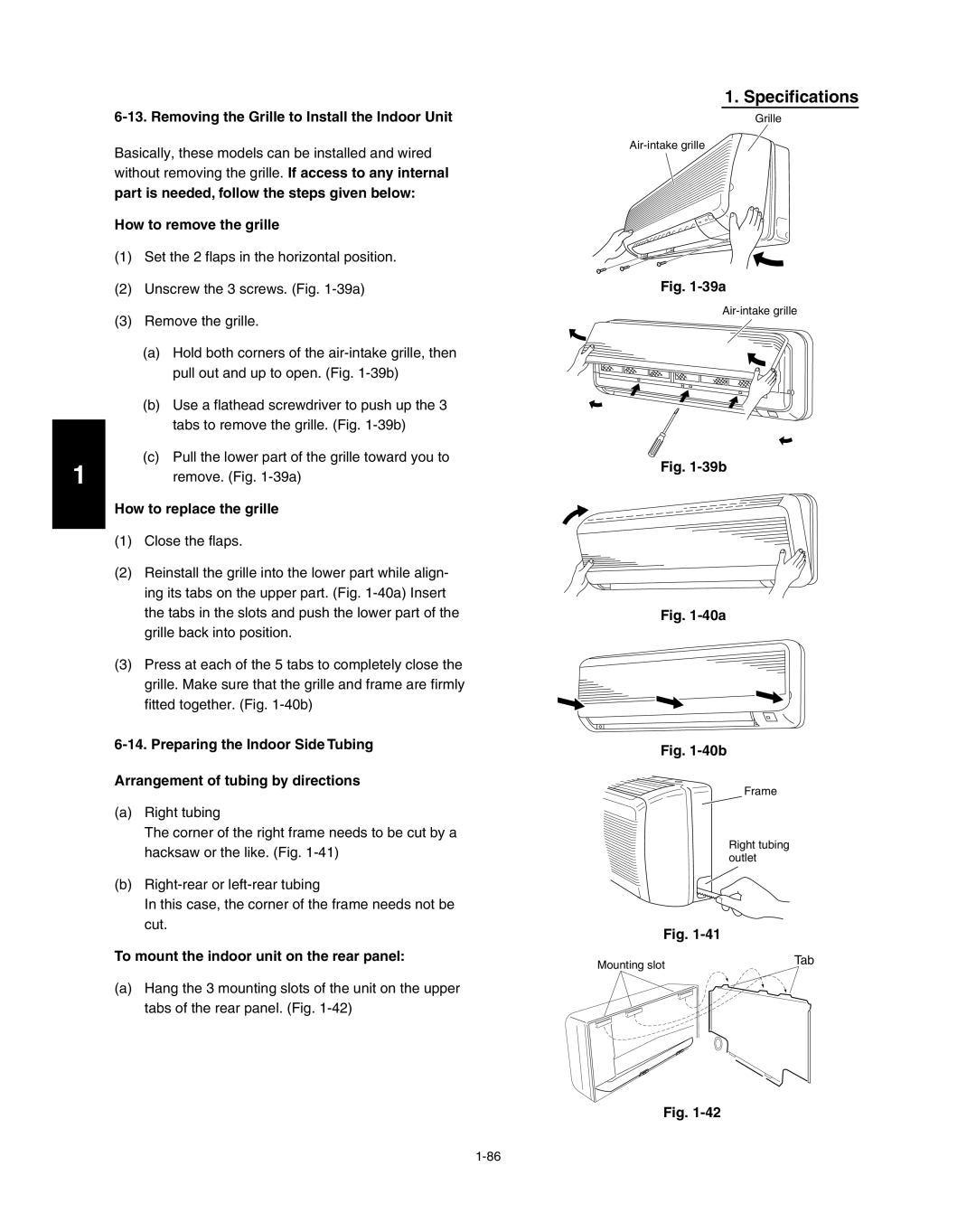 Panasonic R410A Removing the Grille to Install the Indoor Unit, How to remove the grille, How to replace the grille 