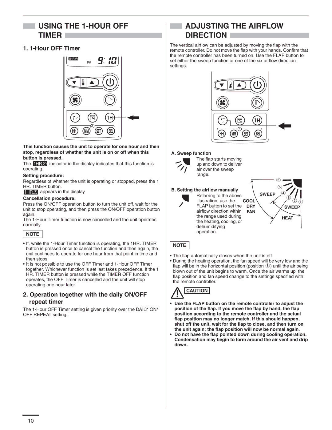 Panasonic R410A service manual Sweep Cool Drysweep FAN Heat 