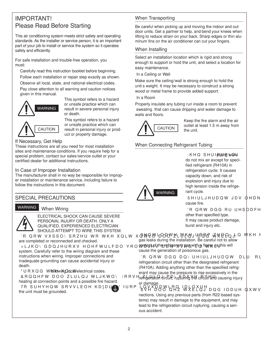 Panasonic R410A service manual Please Read Before Starting 