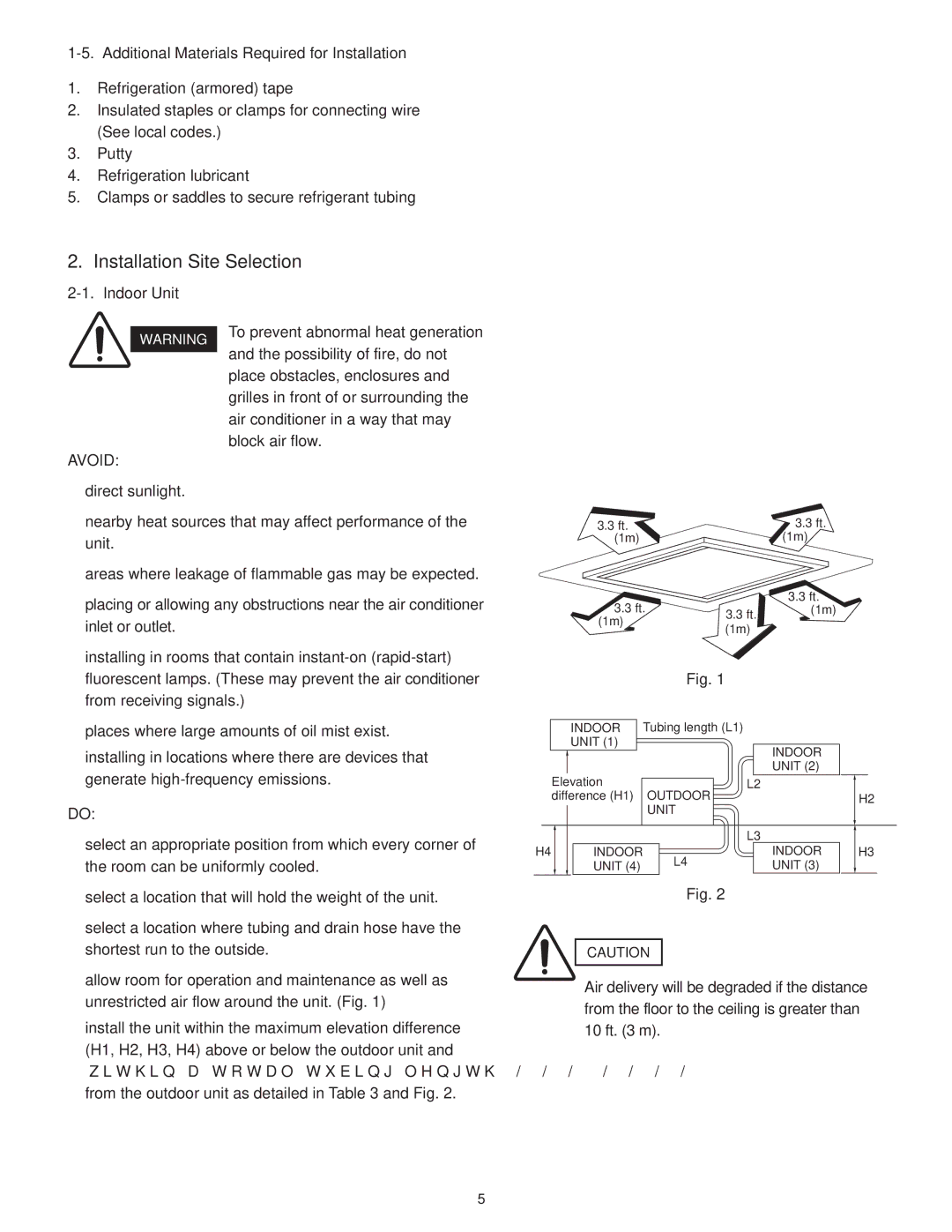 Panasonic R410A service manual Installation Site Selection, Additional Materials Required for Installation 