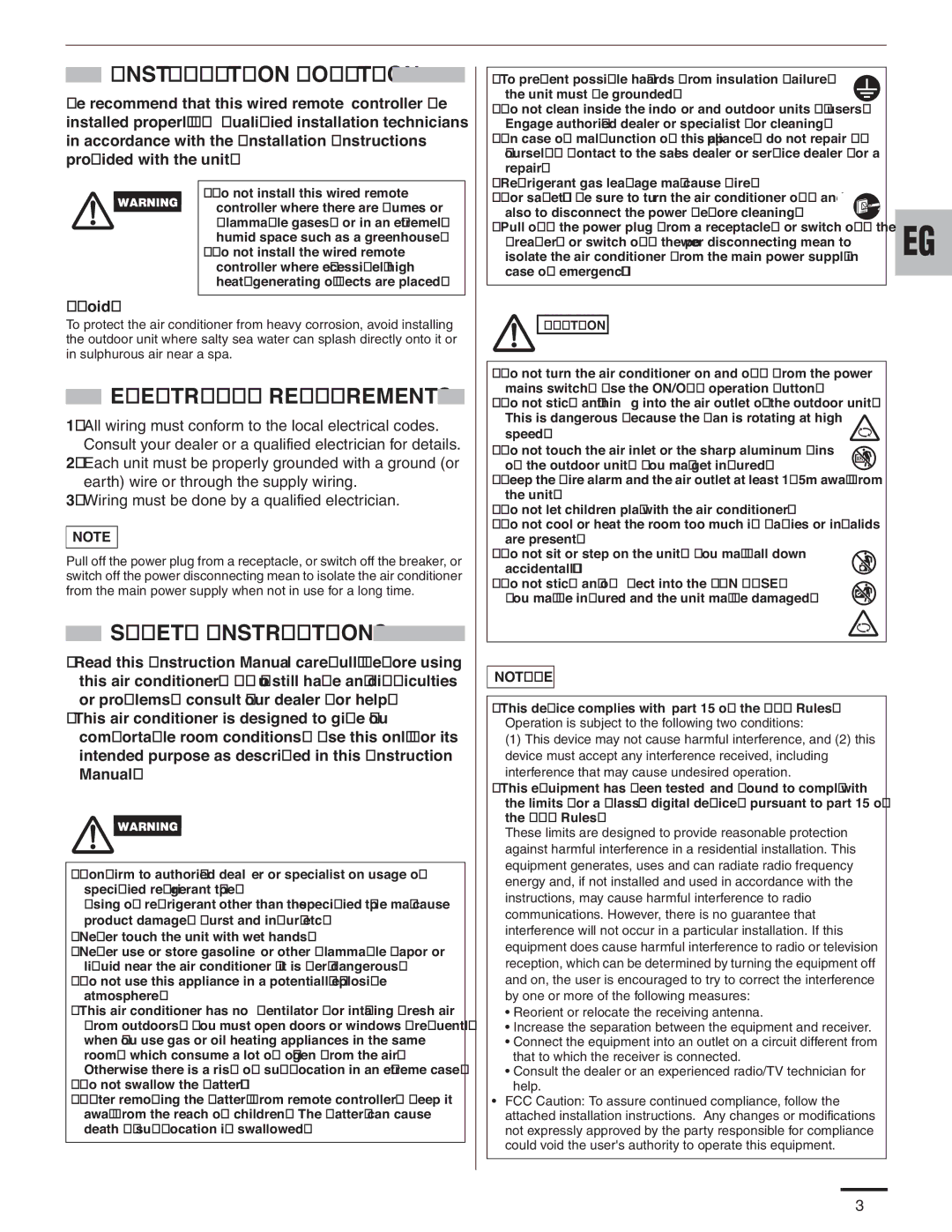 Panasonic R410A service manual Installation Location 