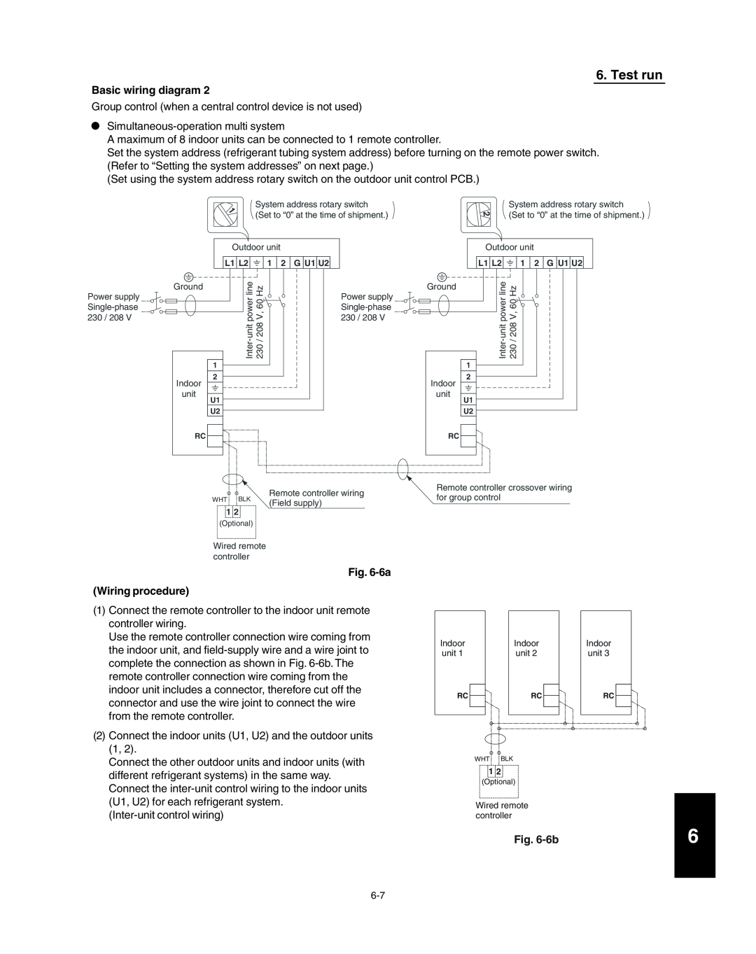 Panasonic R410A service manual Test run, Basic wiring diagram, 6a Wiring procedure, 6b 
