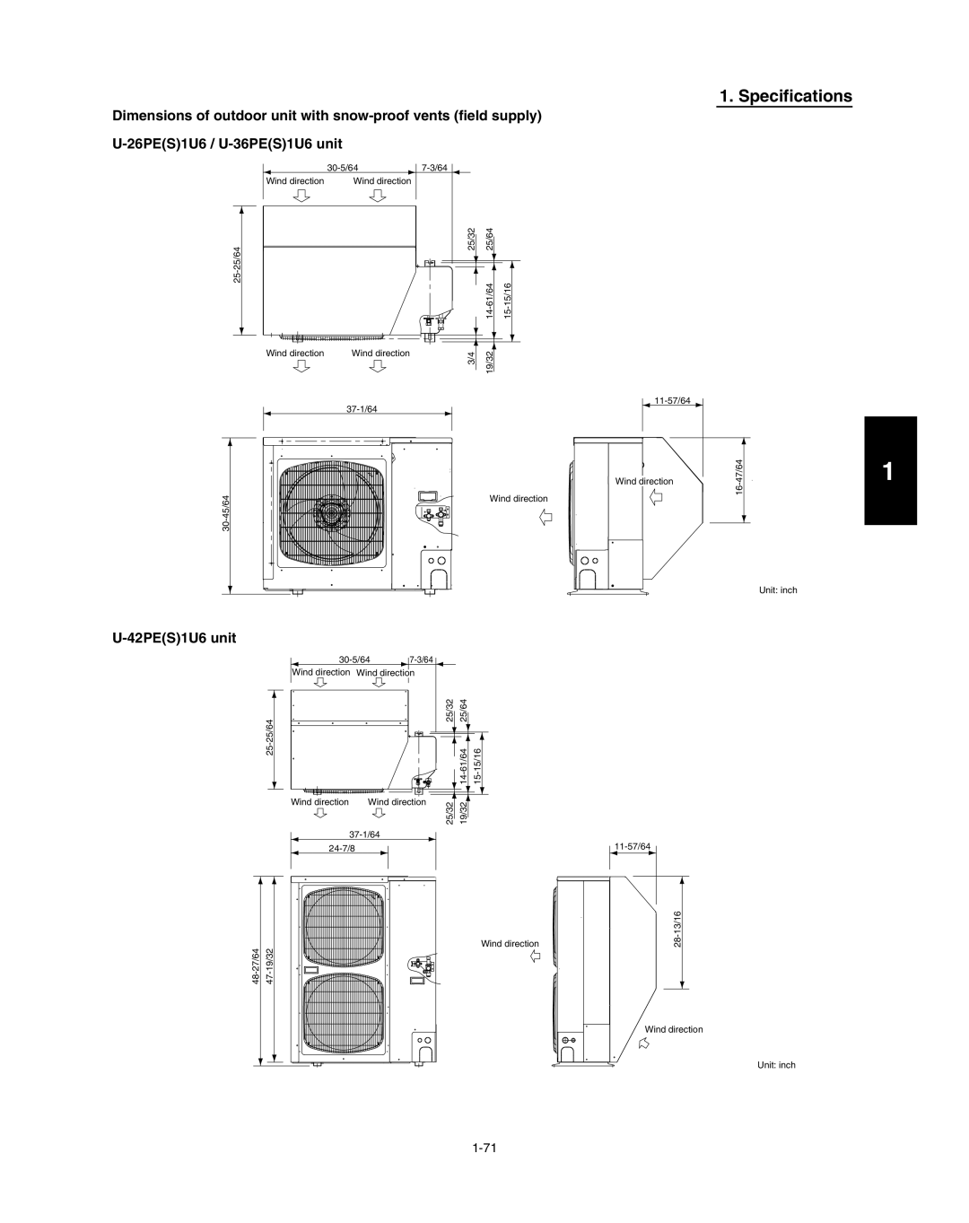Panasonic R410A service manual Specifications, U-42PES1U6unit 