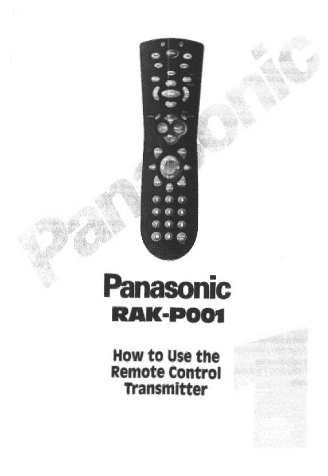 Panasonic RAK-P001 manual 